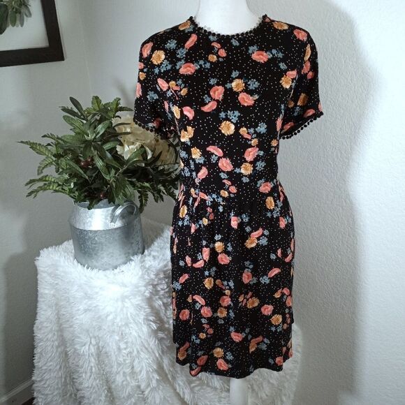 XHILARATION BLACK FLORAL DRESS SZ.L EUC - Picture 2 of 7